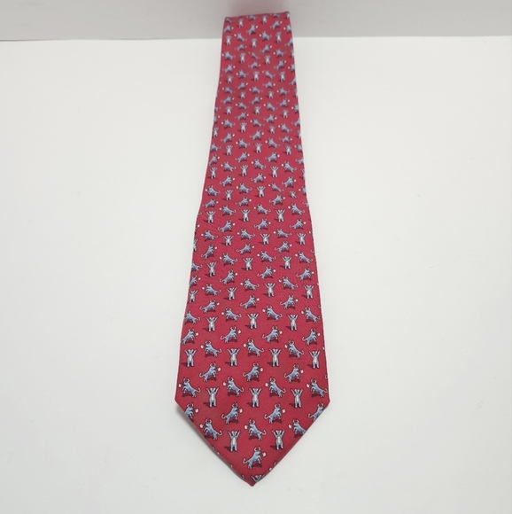 Vineyard Vines Mens Bull Bear Stock Market Wall Street Silk Red Neck Tie - Picture 1 of 5